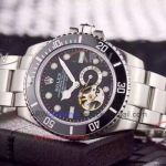Perfect Replica Rolex Submariner Ceramic Tourbillon Watch Stainless Steel Black Dial